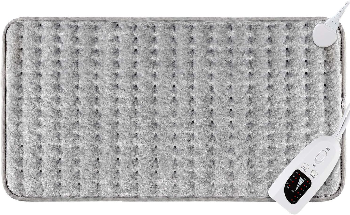 DIZA100 Heating Pad with Auto Shut Off, Fast Heating Technology, Machine Washable,Soft Flannel Safe Electric Heat Pad for Body Relaxation (12 x 24 inches)(Silver Grey)