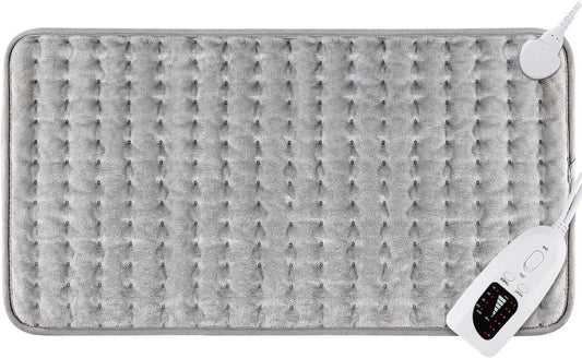 DIZA100 Heating Pad with Auto Shut Off, Fast Heating Technology, Machine Washable,Soft Flannel Safe Electric Heat Pad for Body Relaxation (12 x 24 inches)(Silver Grey)